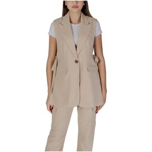 B.young - Mouwloze V-hals Blazer - Beige - Dames
