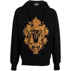 Versace Jeans Couture, Heren, Sweatshirts & Hoodies, Zwart, Maat: S Katoen,