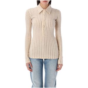 The Attico, Dames, Blouses & Shirts, Beige, Maat: S Katoen,