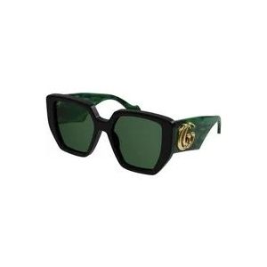 Gucci Zwarte Groene Zonnebril Gg0956S , Black , Dames , Maat: 54 MM