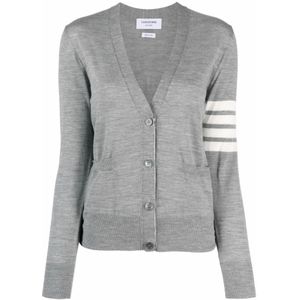 Thom Browne, Dames, Truien, Grijs, Maat: 2XS Wol,