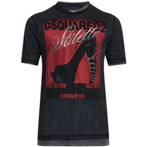 Dsquared2, Heren, Tops, Zwart, Maat: M