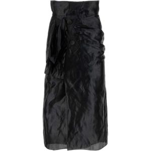 Maison Margiela, Dames, Rokken, Zwart, Maat: 3XS Jersey,