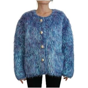 Dolce & Gabbana, Dames, Jassen, Blauw, Maat: 2XS Wol,
