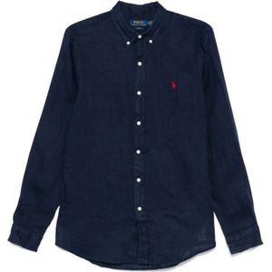 Ralph Lauren, Heren, Overhemden, Blauw, Maat: XL Linnen,