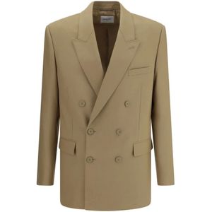 Saint Laurent, Heren, Pakken, Beige, Maat: M Wol,
