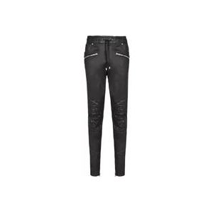 Balmain Stretch leren broek , Black , Heren , Maat: M