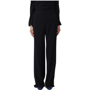 Emporio Armani - Broeken - Dames - Zwart - Polyester - Wijde Broek