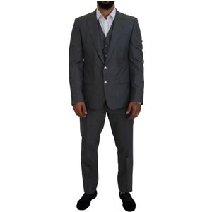 Dolce & Gabbana, Heren, Pakken, Grijs, Maat: XL Zijde,