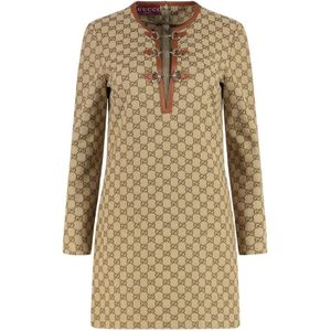 Gucci, Dames, Jurken, Bruin, Maat: XS Katoen,