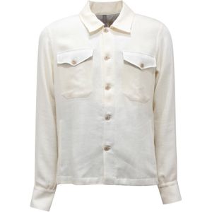 Eleventy, Heren, Overhemden, Wit, Maat: M Linnen,