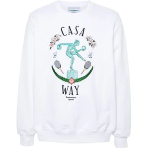 Casablanca, Heren, Sweatshirts & Hoodies, Wit, Maat: L Katoen,