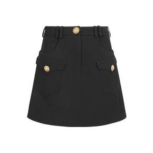 Balmain GDP Trapeze Mini Rok met 2 Zakken , Black , Dames , Maat: M