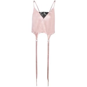 Ssheena, Dames, Tops, Roze, Maat: S Satijn,