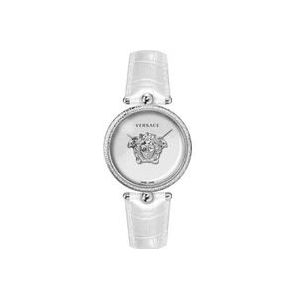 Versace Palazzo Wit Leren Horloge , Gray , Dames , Maat: ONE Size