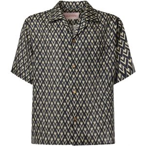 Valentino Garavani, Heren, Overhemden, Zwart, Maat: S Katoen,