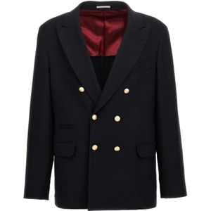 Brunello Cucinelli, Heren, Jassen, Blauw, Maat: M Wol,