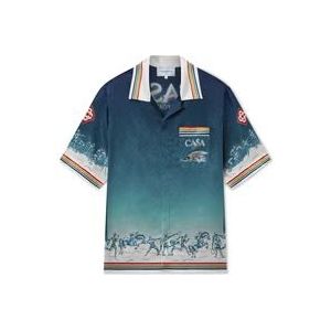 Casablanca Blauwe Zijden Olympische Shirt , Blue , Heren , Maat: M