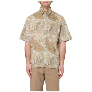 Paisley Print - Korte Mouwen Overhemd - Beige