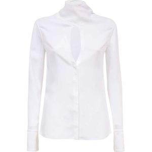 Ferragamo, Dames, Blouses & Shirts, Wit, Maat: S Viscose,
