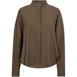 Co'Couture, Dames, Blouses & Shirts, Bruin, Maat: M Linnen,