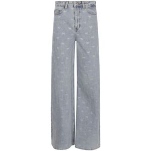 Self Portrait - Jeans - Blauw - Dames - Met Glinsterende Applicaties