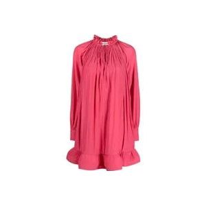 Lanvin Fuchsia Gerimpelde Charmeuse Minijurk , Pink , Dames , Maat: XS