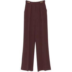 Elisabetta Franchi, Dames, Broeken, Bruin, Maat: L Leer,