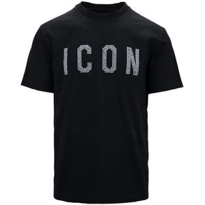 Dsquared2, Heren, Tops, Zwart, Maat: S Katoen,