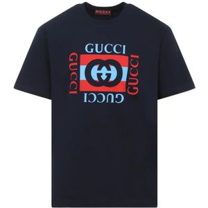 Gucci, Heren, Tops, Blauw, Maat: XL Katoen,
