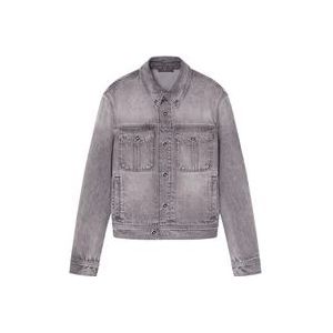 Versace Handtekening Medusa Head Denim Jack , Gray , Heren , Maat: M