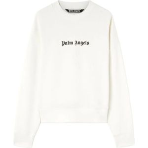 Palm Angels - White Logo Print Sweatshirt - Beige - Katoen