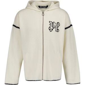 Palm Angels, Heren, Sweatshirts & Hoodies, Wit, Maat: S Wol,