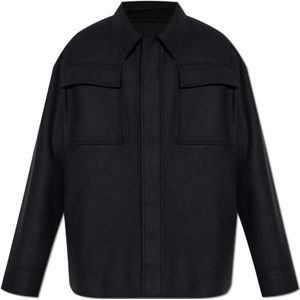 Jil Sander, Heren, Overhemden, Zwart, Maat: S Wol,