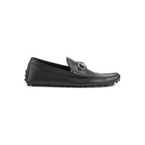 Gucci Zwarte Horsebit Leren Loafers , Black , Heren , Maat: 44 1/2 EU