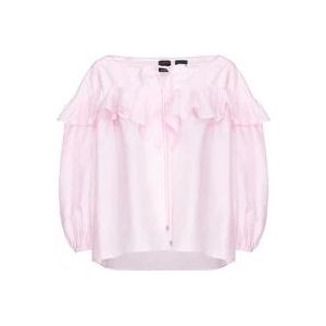 Pinko Volumineuze zijden en katoenen blouse , Pink , Dames , Maat: XS