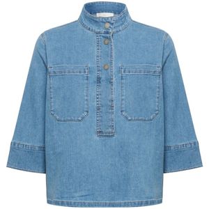 My Essential Wardrobe, Dames, Blouses & Shirts, Blauw, Maat: XS Denim,