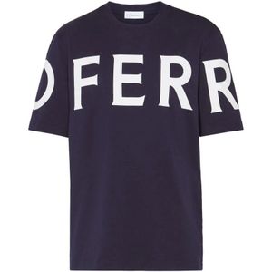 Ferragamo, Heren, Tops, Blauw, Maat: L Katoen,