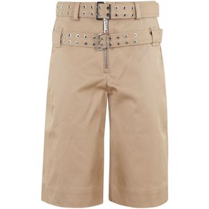 Ganni, Dames, Korte broeken, Beige, Maat: S Katoen,