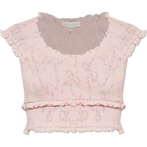 Loveshackfancy, Dames, Blouses & Shirts, Roze, Maat: XS Katoen,