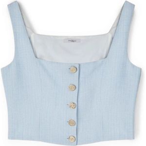 Motivi, Dames, Tops, Blauw, Maat: 2XS Tweed,