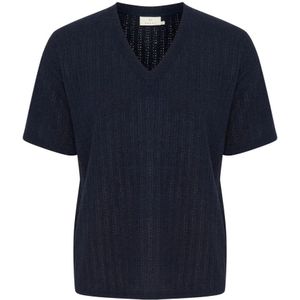 Kaffe - Midnight Marine - T-shirt - Blauw - V-hals