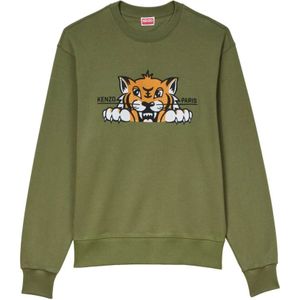 Kenzo, Heren, Sweatshirts & Hoodies, Groen, Maat: M Katoen,