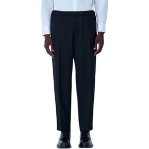 Jil Sander, Heren, Broeken, Zwart, Maat: M Wol,
