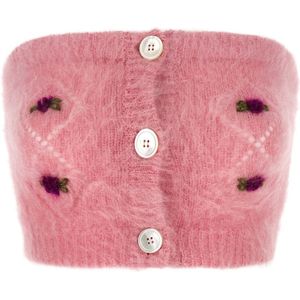 Alessandra Rich, Dames, Tops, Roze, Maat: 2XS Mohair,