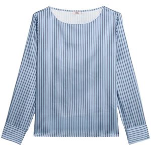 Oltre, Dames, Blouses & Shirts, Blauw, Maat: S Satijn,