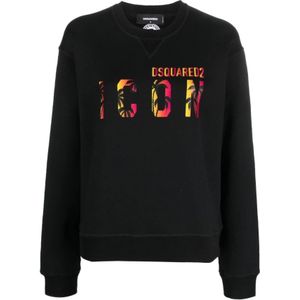 Dsquared2, Dames, Sweatshirts & Hoodies, Zwart, Maat: S