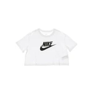 Nike Iconische Crop T-shirt Wit/Zwart , White , Dames , Maat: M