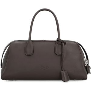 Tod's Media leren tas met hangslot , Brown , Dames , Maat: ONE Size