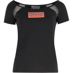 Versace Jeans Couture, Dames, Tops, Zwart, Maat: S Katoen,